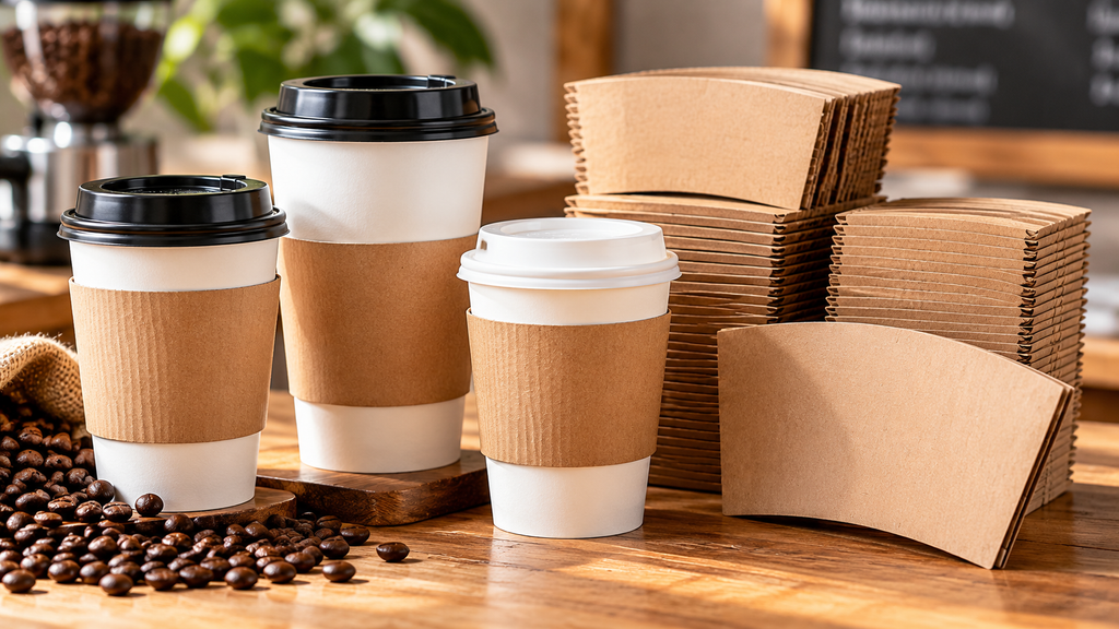 Kraft paper coffee cup sleeves for hot takeaway paper cups