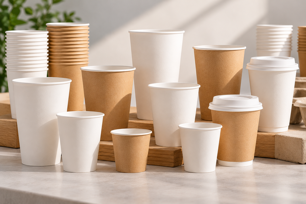 Custom paper cups in different sizes for beverage businesses
